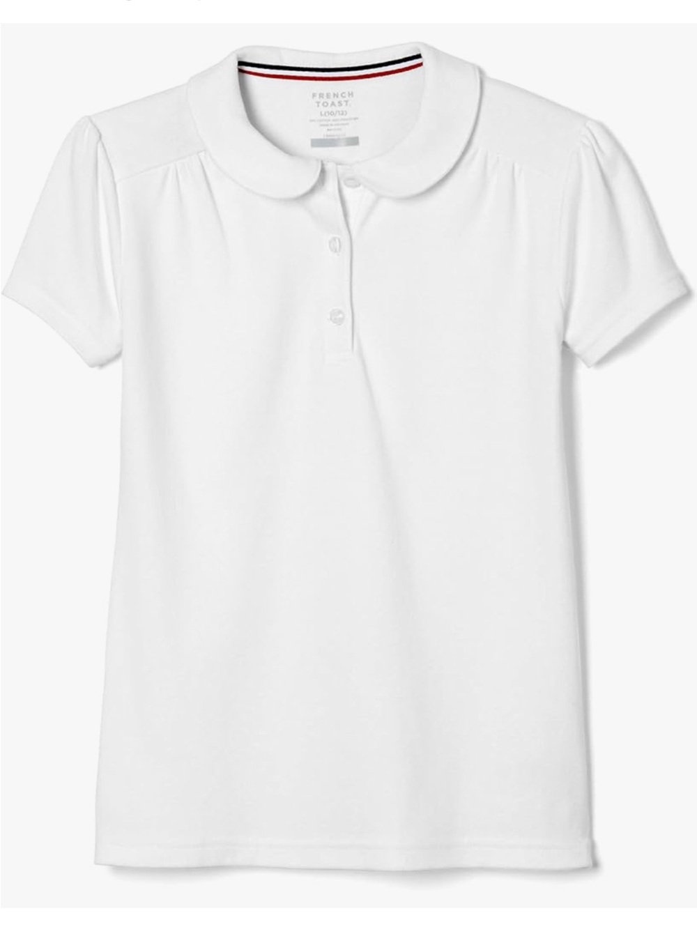 French Toast White Short Sleeve Peter Pan Collar Polo